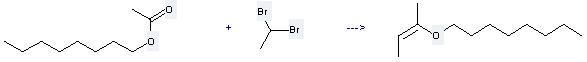 Acetic acid octyl ester can be used to produce 2-octyloxy-but-2-ene at the temperature of 25 °C
